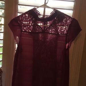 Magenta T-shirt, lace